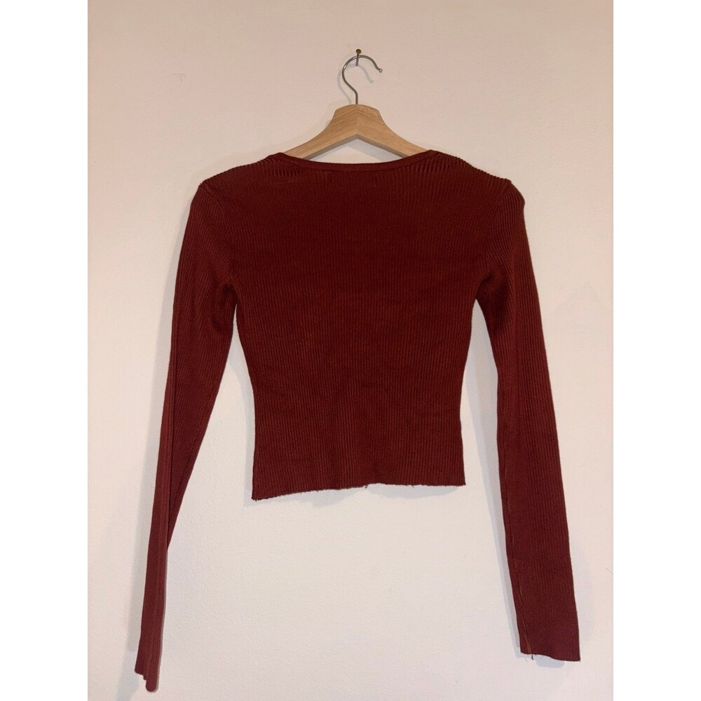 Rust Fitted Knit Crop Top by Almost Famous - Size Small - Picture 4 of 4